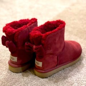 UGG ruby red suede shearling ankle boot